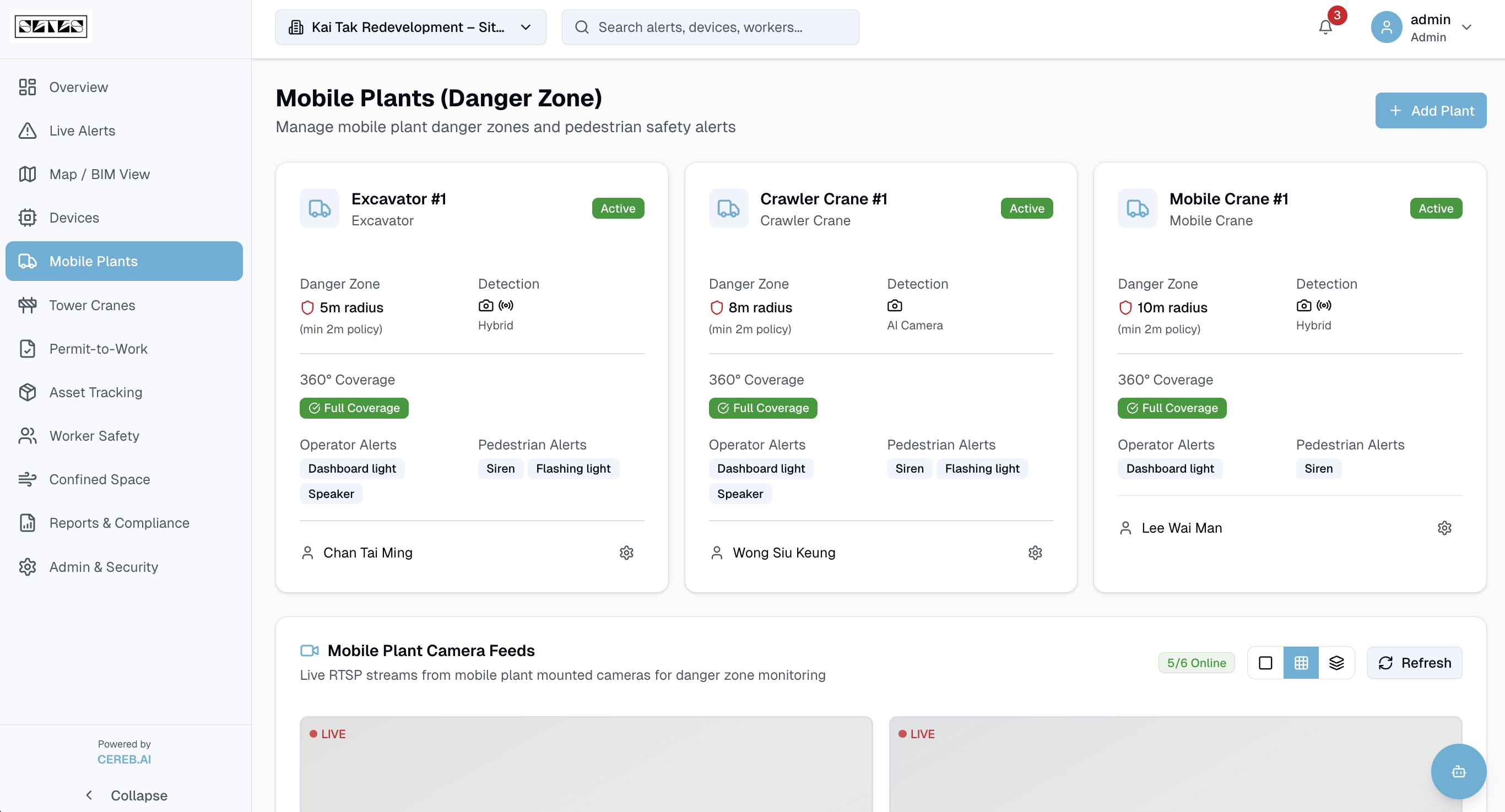 Mobile Plant Danger Zone Control